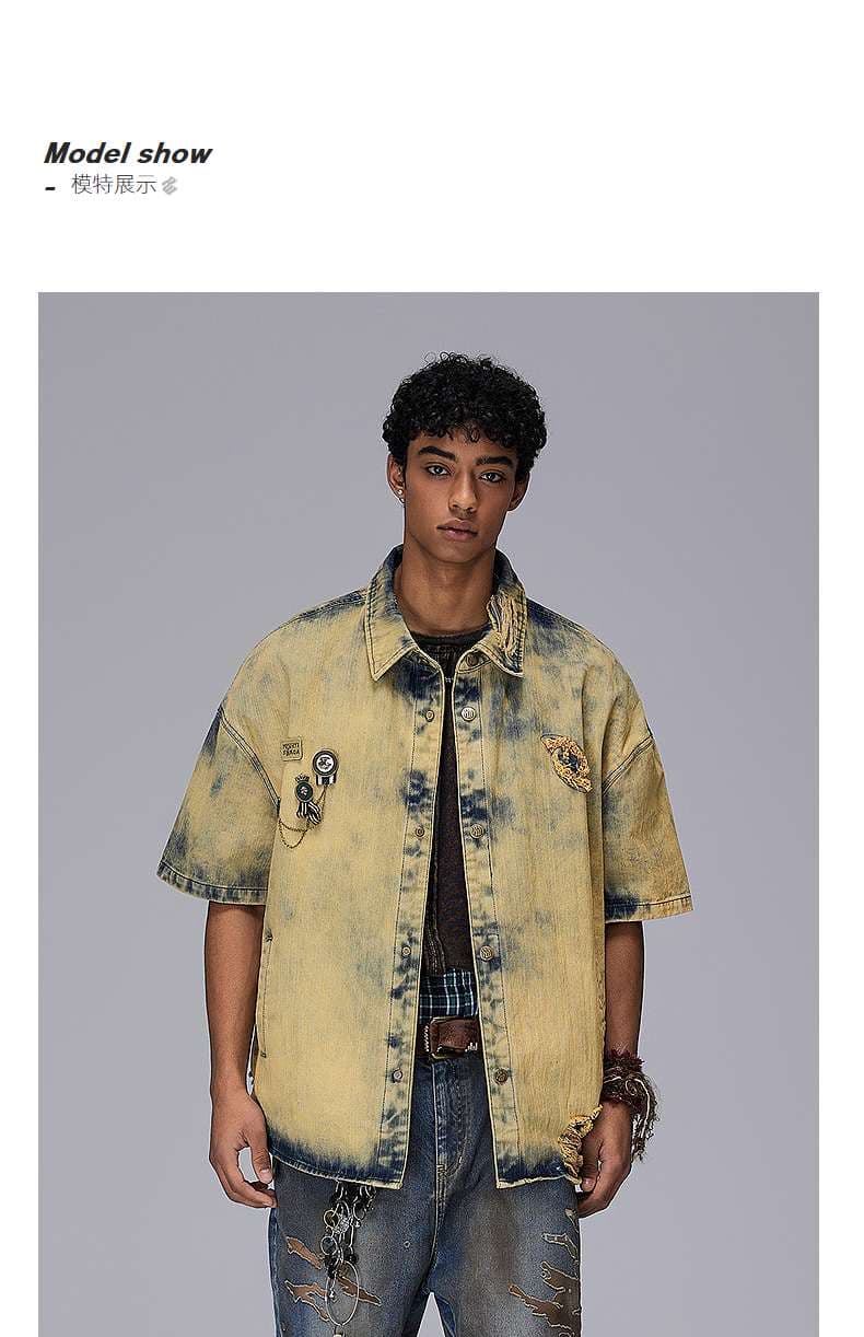 アメリカンカジュアル ヴィンテージ風タイダイデニムシャツ