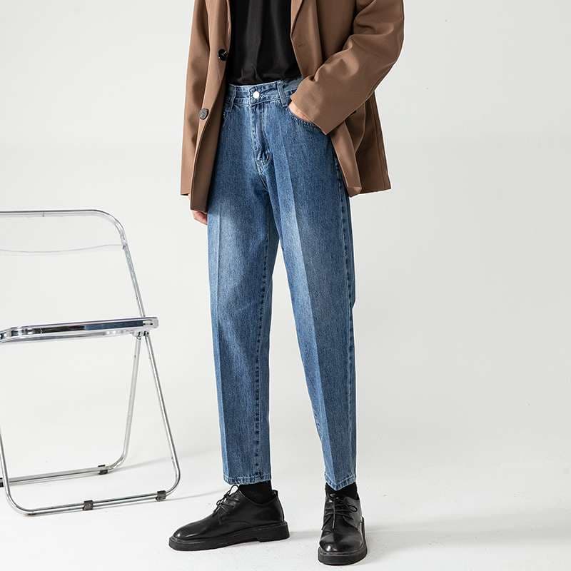 カジュアルスタイル クラシックテーパードデニムスラックス