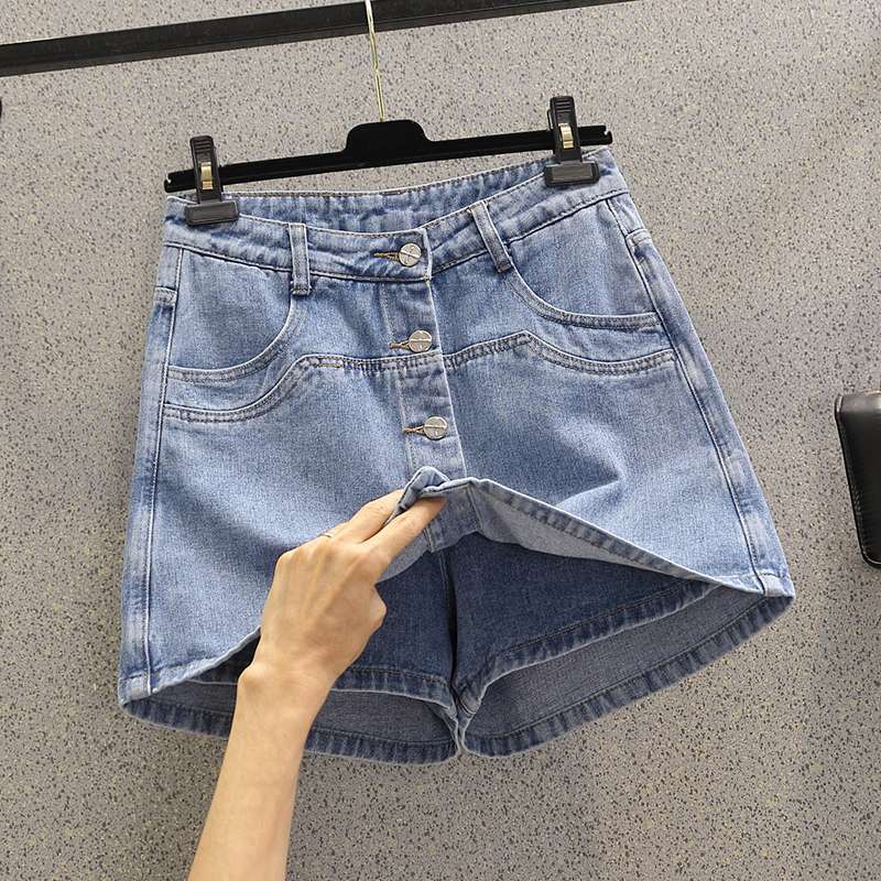 ボタンフロントAラインデニムスカートショーツ