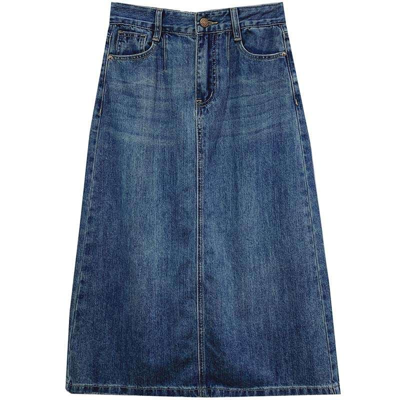 デニムスカート クラシックデニムミディスカートタイト