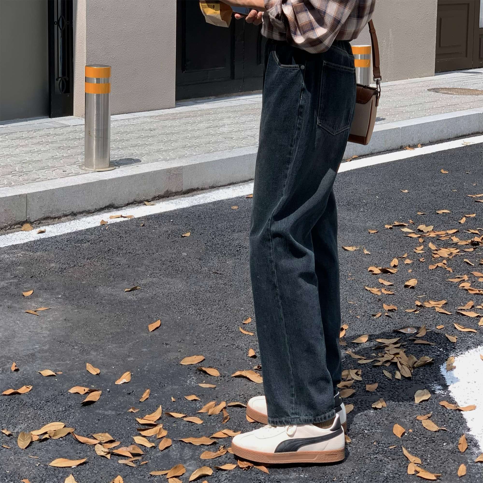 韓国スタイル リラックスワイドデニム