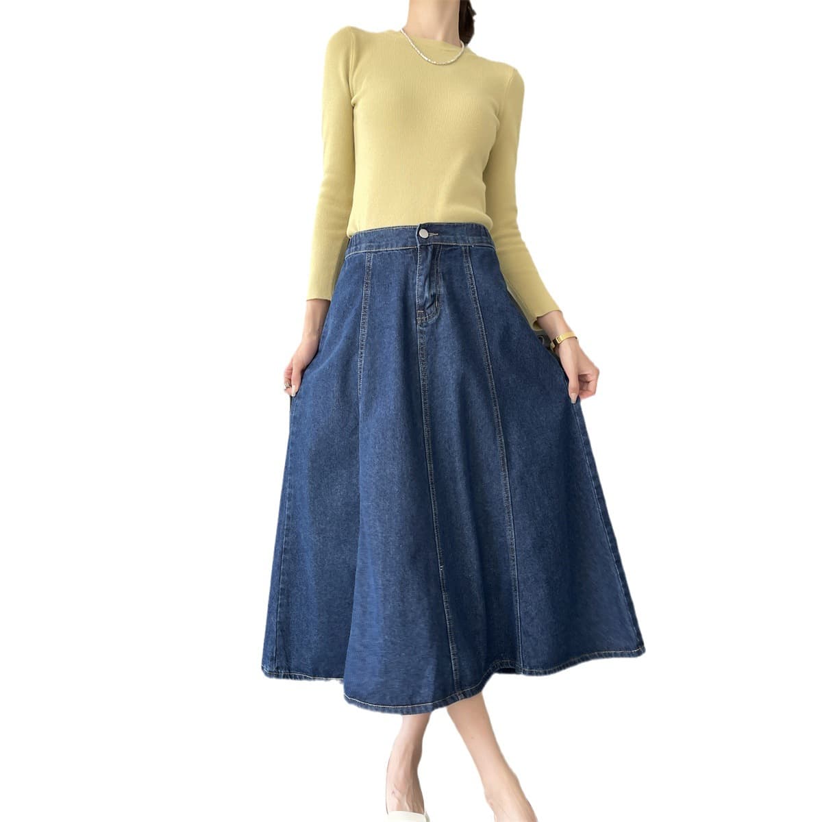 なめらかシルエット デニムフレアスカート