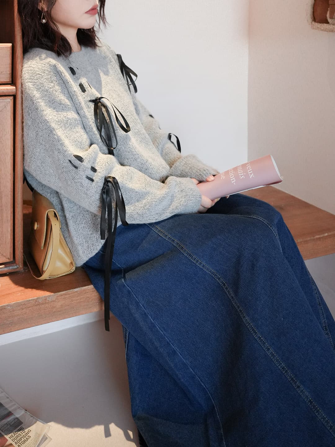 ふんわり広がるマキシ丈デニムスカート