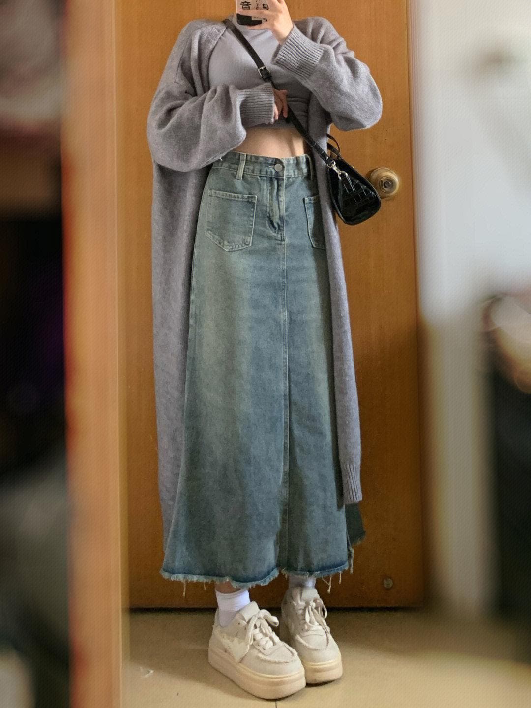 ヴィンテージ風　マキシデニムロングスカート