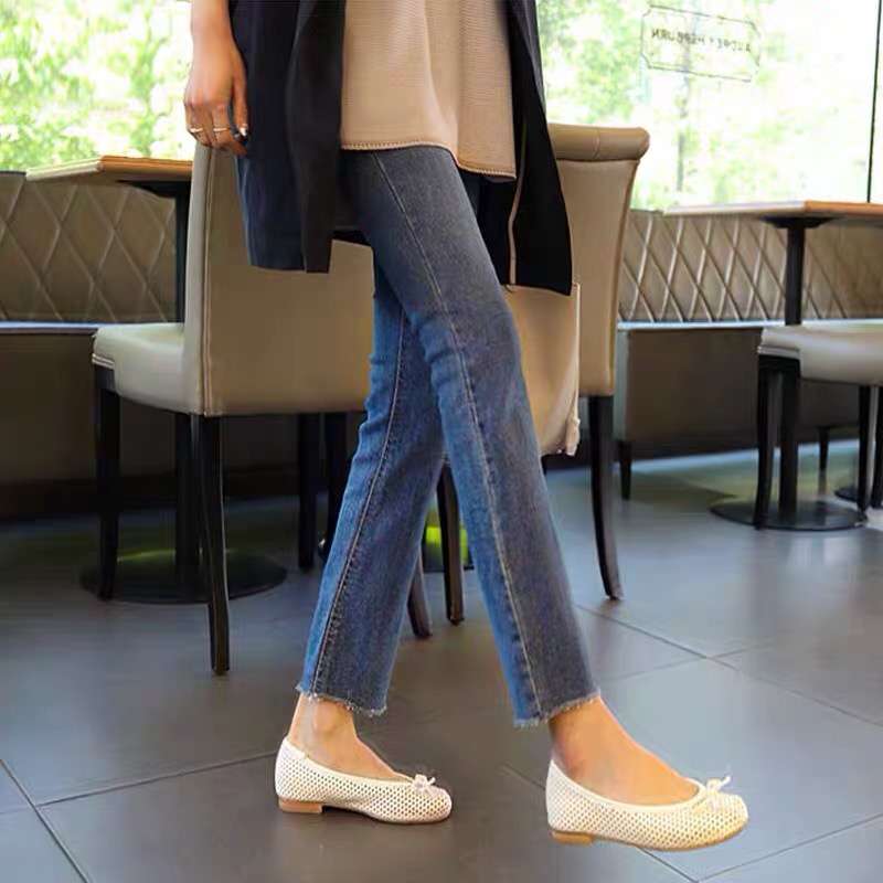 韓国スタイル エレガントカジュアル クロップドデニム