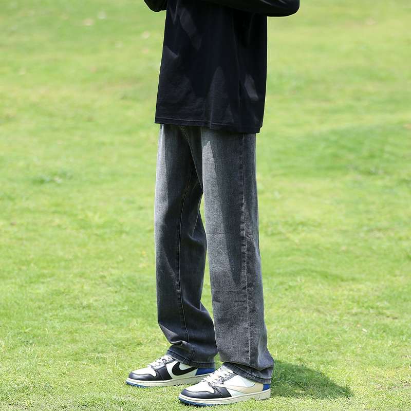 カジュアルスタイル ストレートフィット グレーデニムスラックス