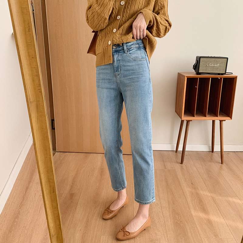 韓国スタイル シンプルスタイリッシュ ストレートデニム