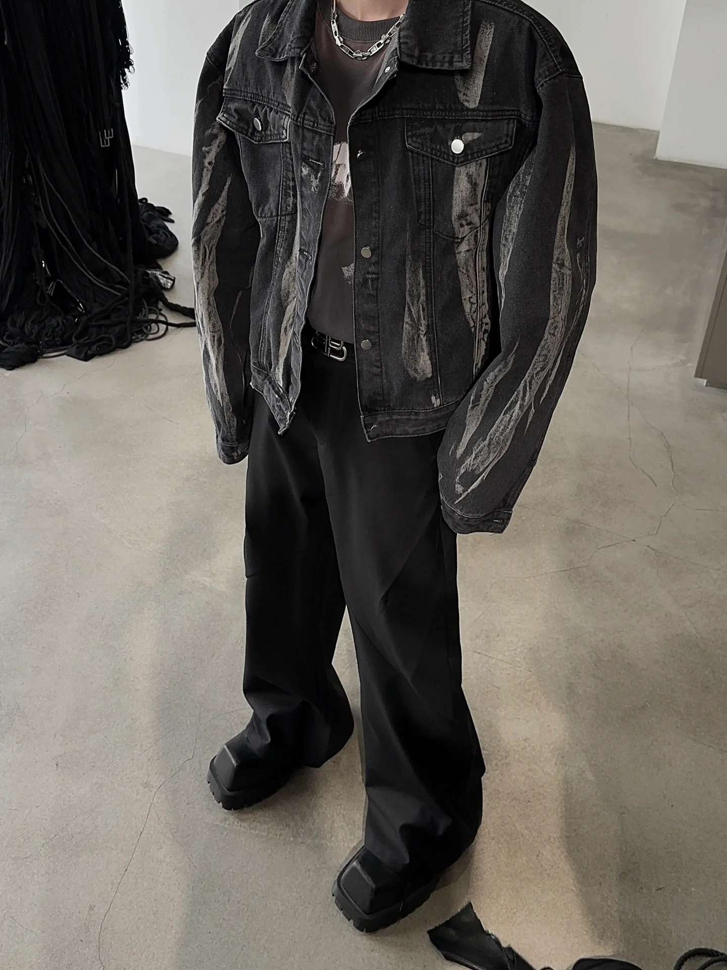 韓国レトロスタイル ヴィンテージ風ディストレスドデニムジャケット