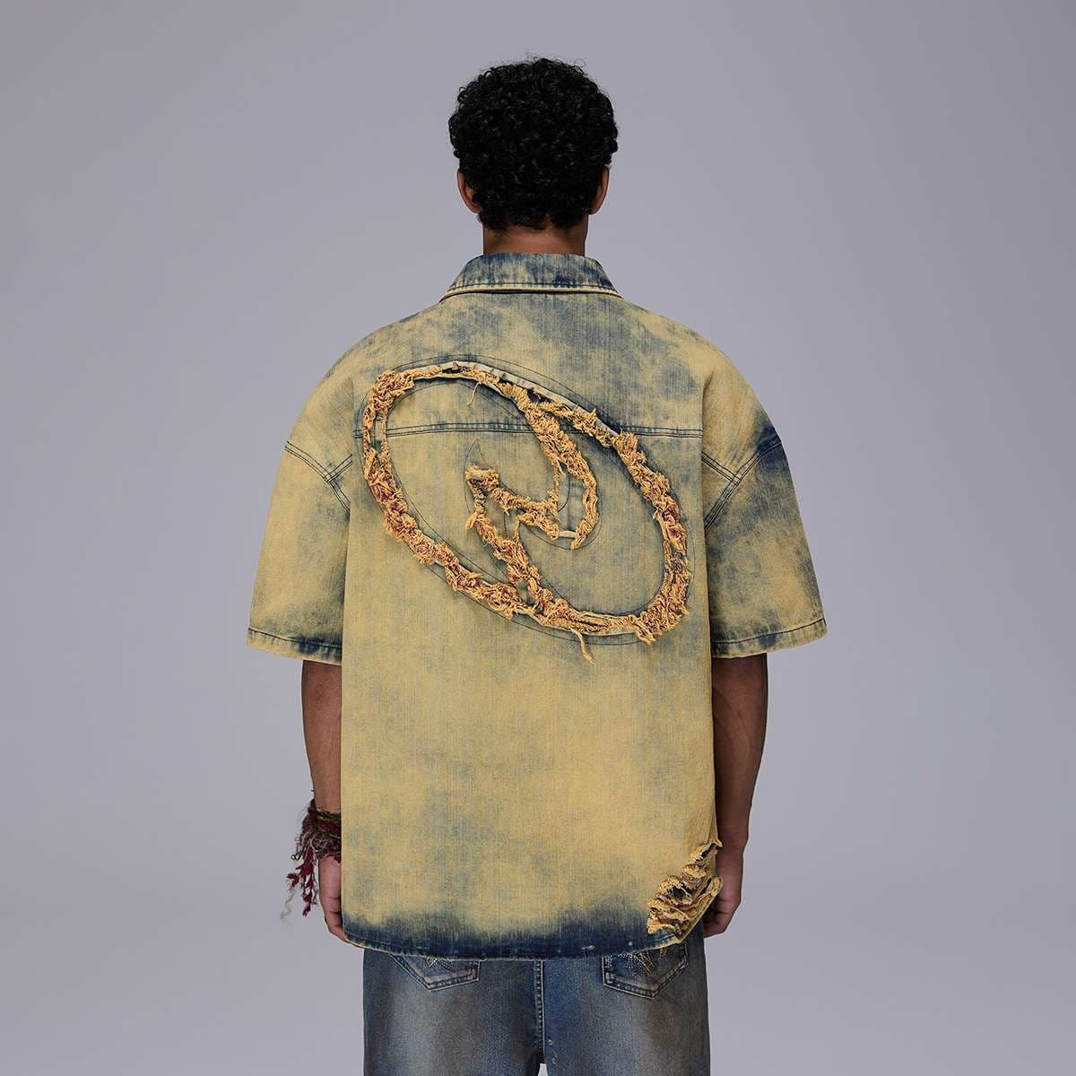 アメリカンカジュアル ヴィンテージ風タイダイデニムシャツ