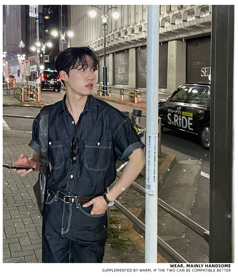 韓国スタイル アーバンナイト デニムシャツ