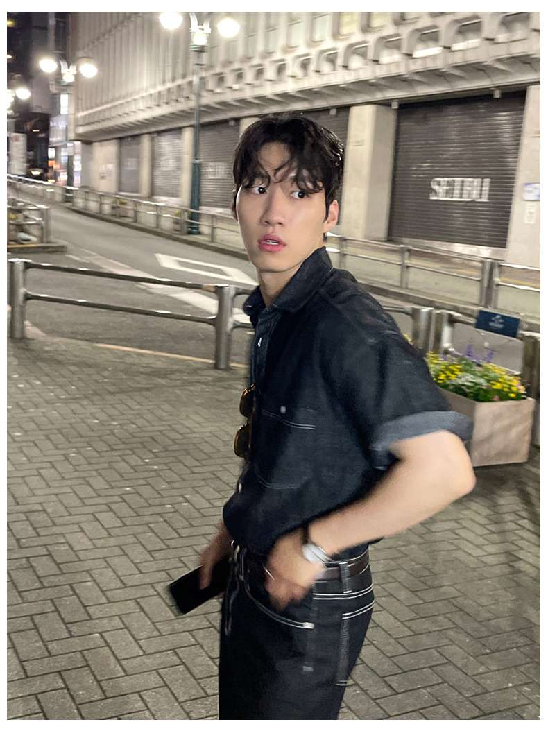 韓国スタイル アーバンナイト デニムシャツ