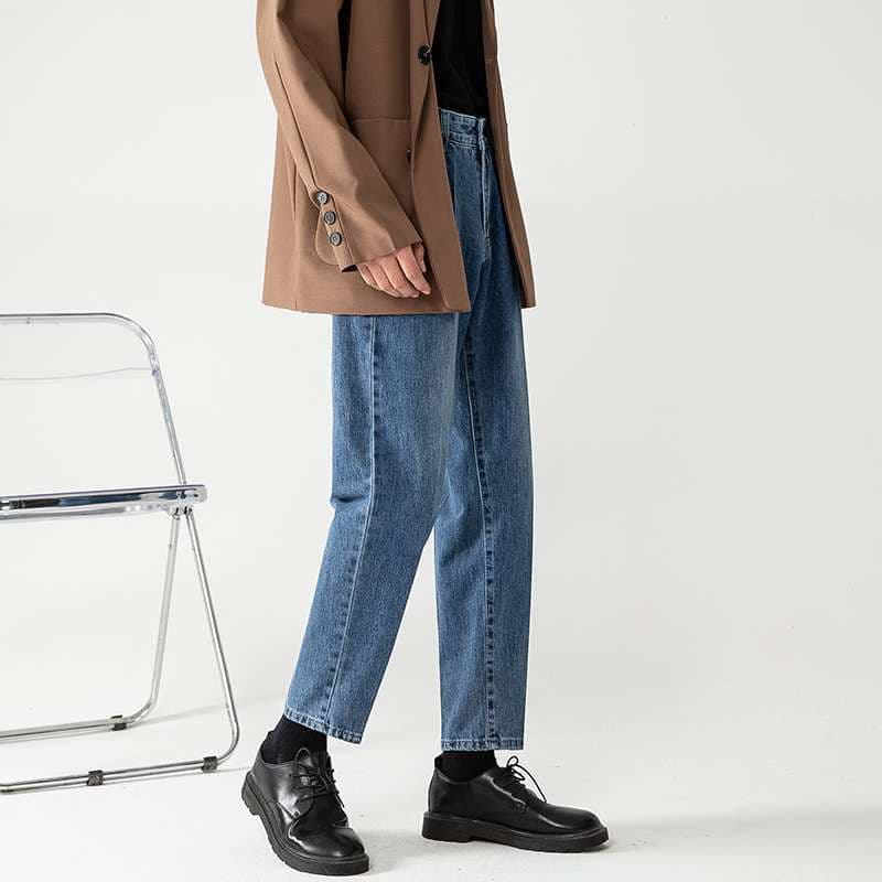 カジュアルスタイル クラシックテーパードデニムスラックス