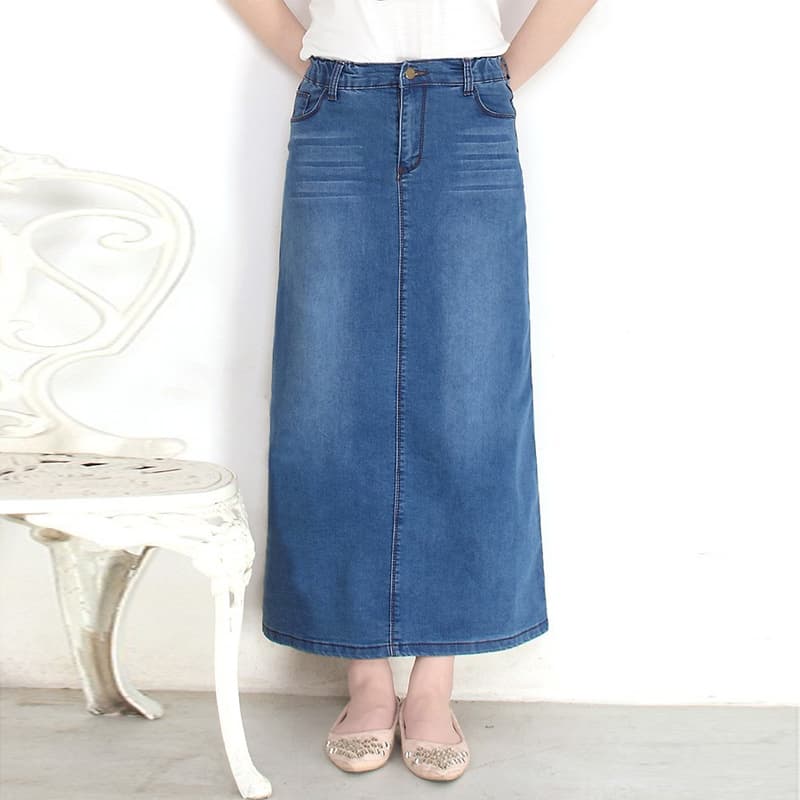 大人シルエットデニムロングタイトスカート