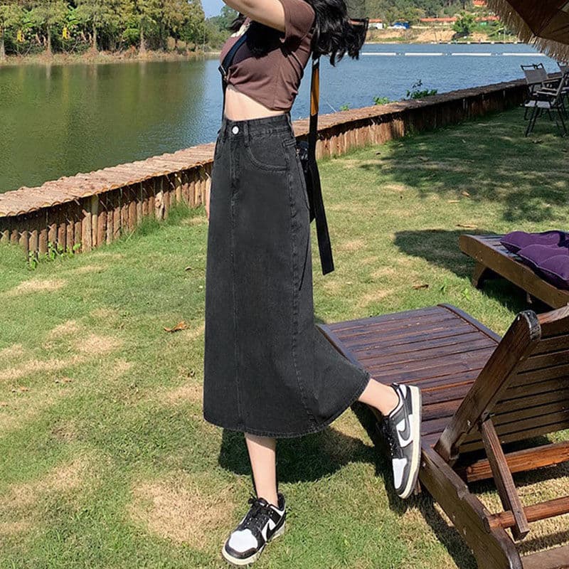 デニムスカート 春新作デニムロングスカート レディース４色展開