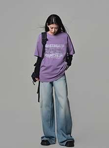 カジュアルスタイル 90年代風ワイドデニムパンツ