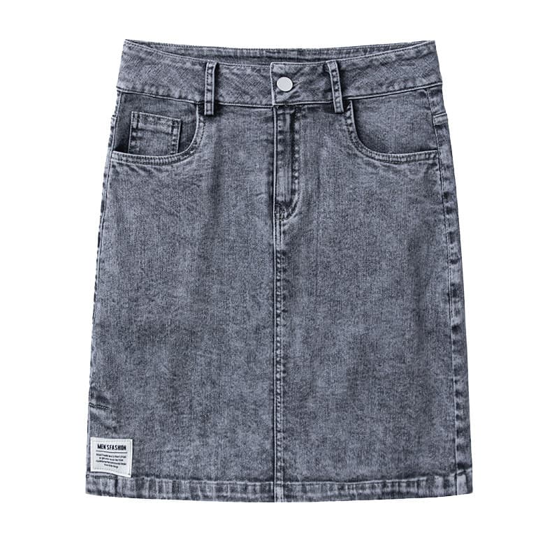 デニムスカート ハイウエストデザインの台形シルエット ミニ