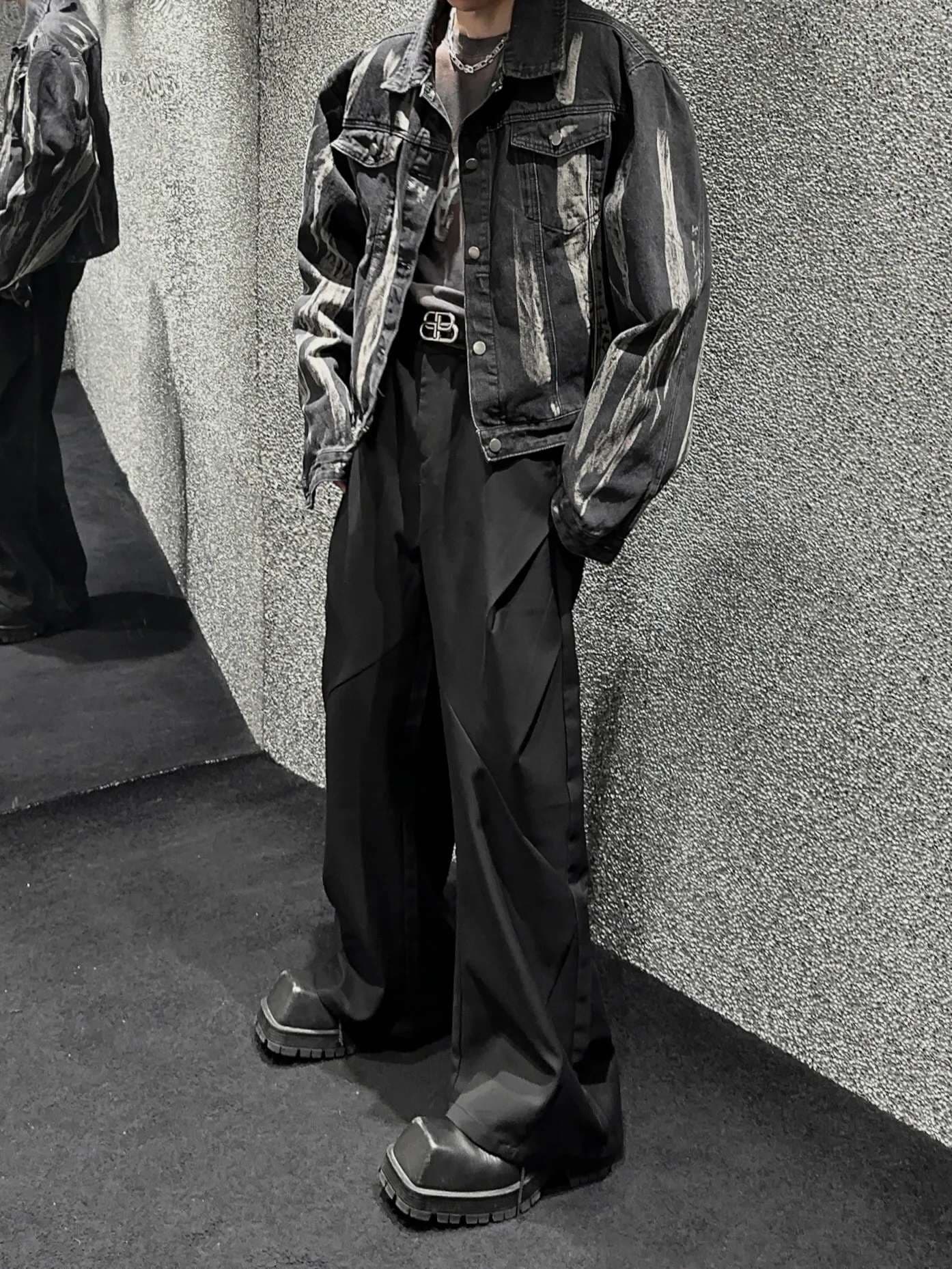 韓国レトロスタイル ヴィンテージ風ディストレスドデニムジャケット