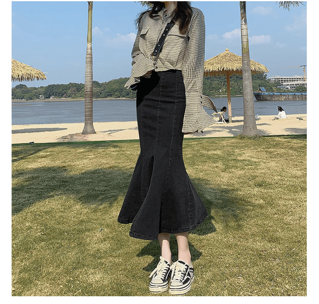 カジュアルデニム　マーメイドデニムロングスカート