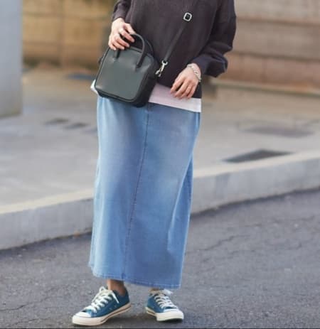 シンプル デニムロングスカート