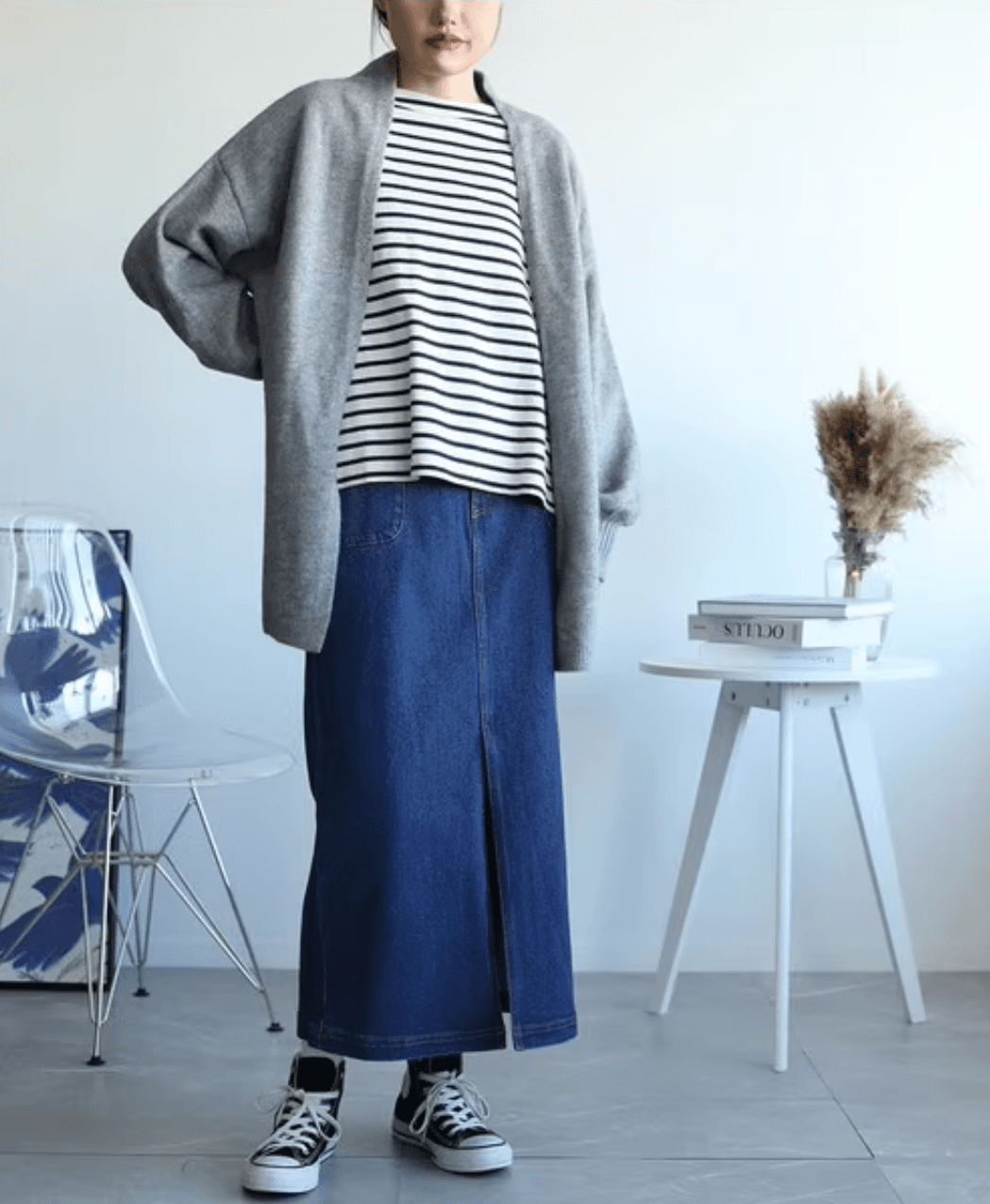 シンプルデニムロングスカート