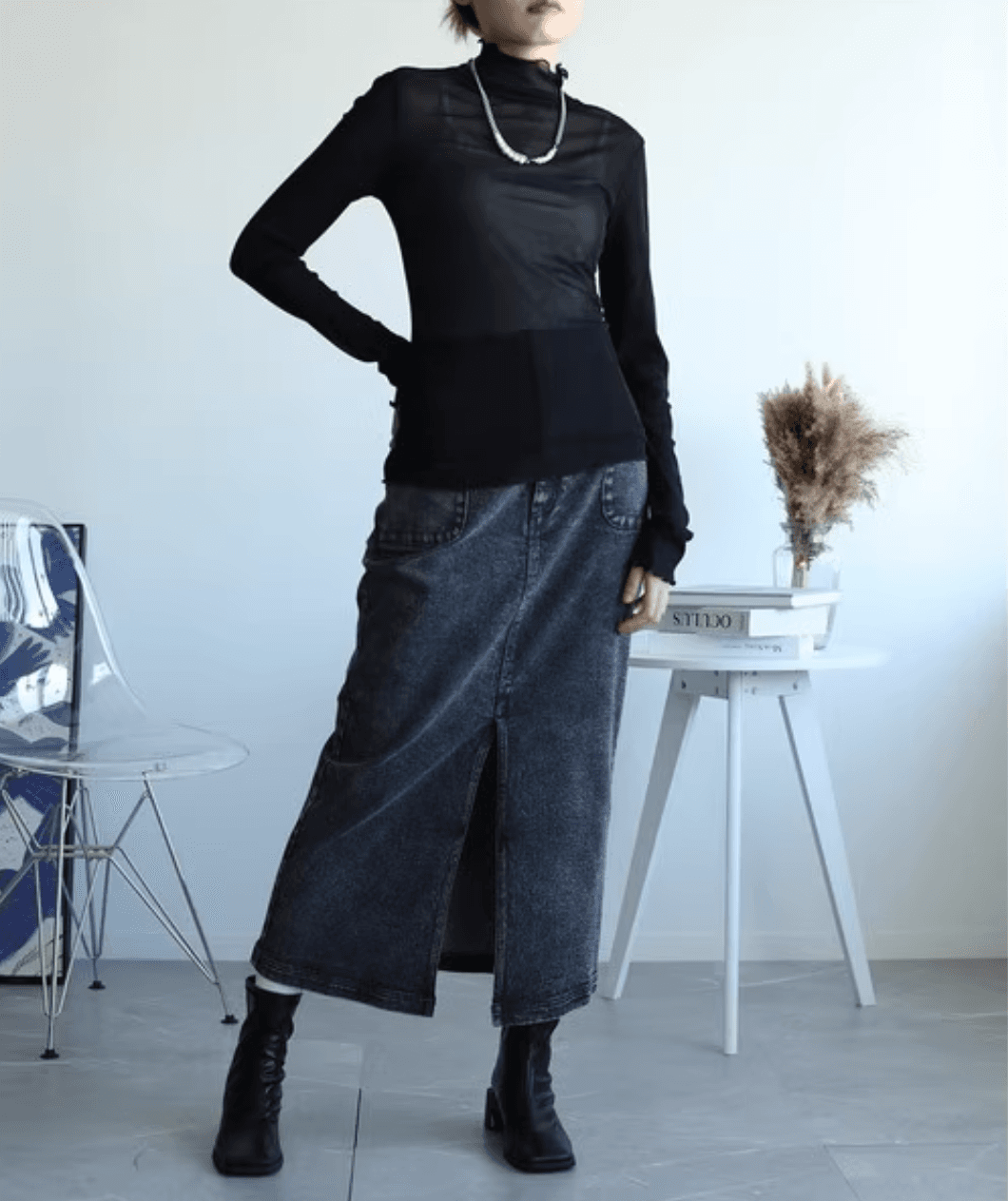 シンプルデニムロングスカート