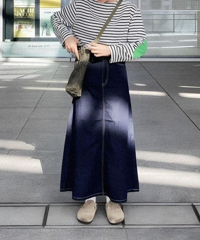 デニムスカート 定番Aライン デニムロングスカート