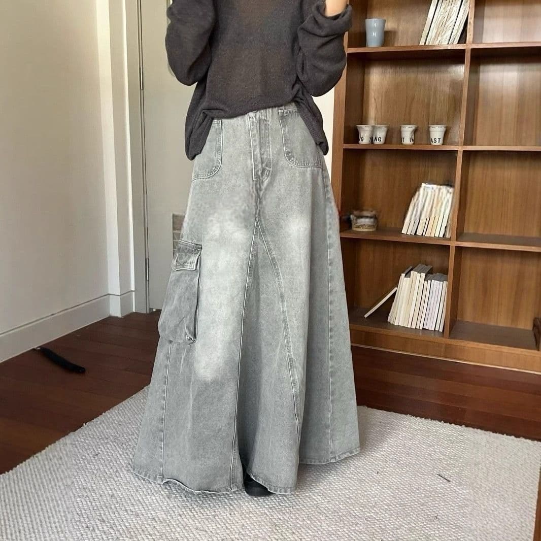 デニムスカート ワイドシルエット デニムフレアスカート