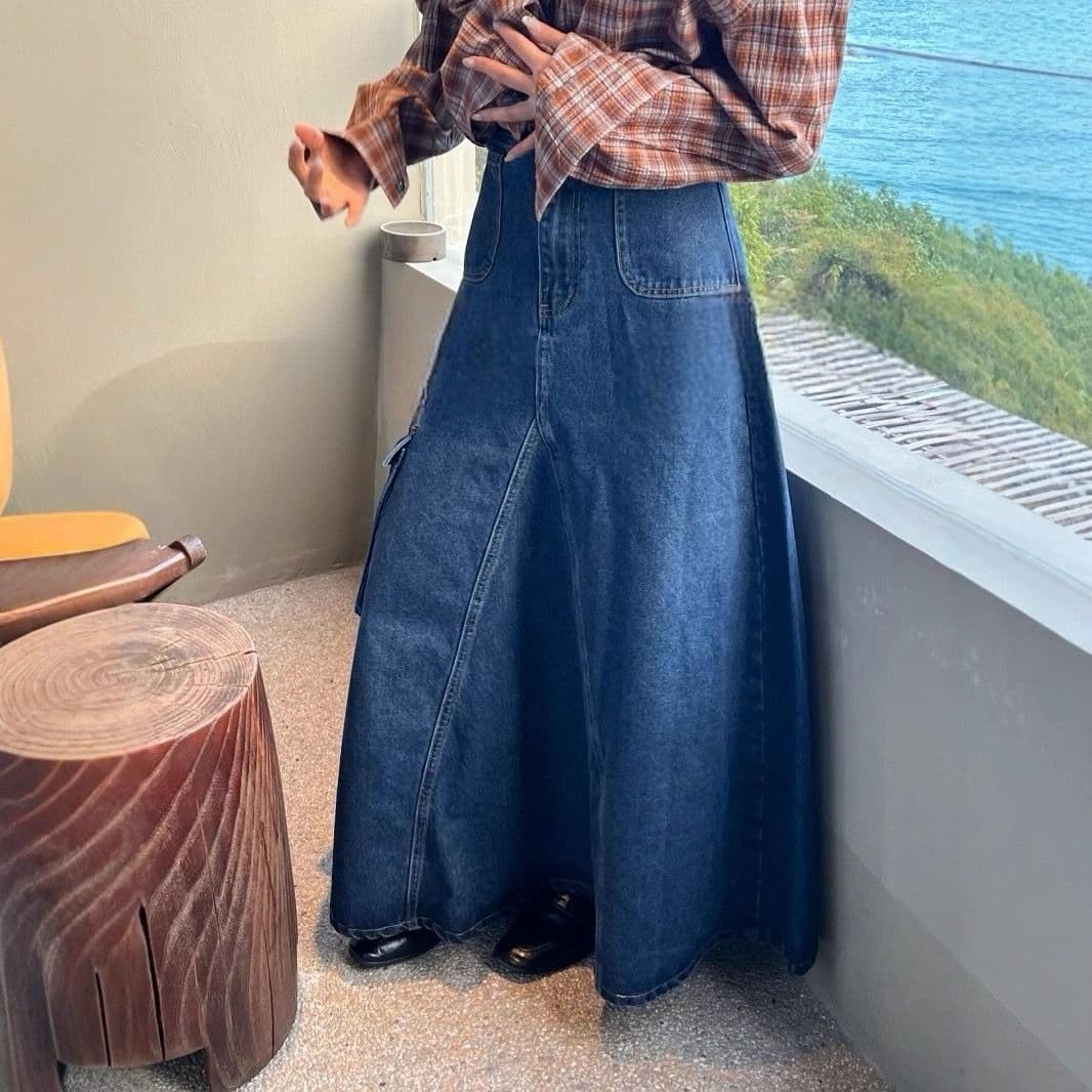 デニムスカート ワイドシルエット デニムフレアスカート