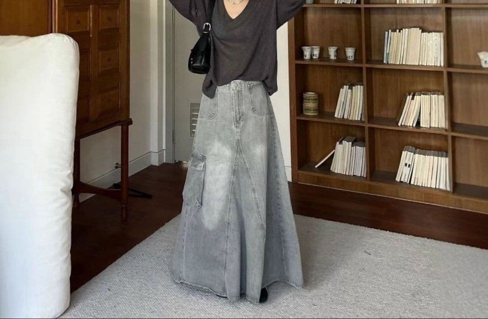 デニムスカート ワイドシルエット デニムフレアスカート