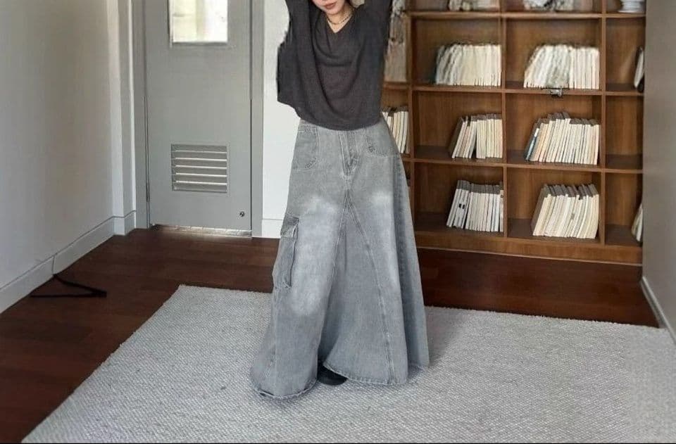 デニムスカート ワイドシルエット デニムフレアスカート