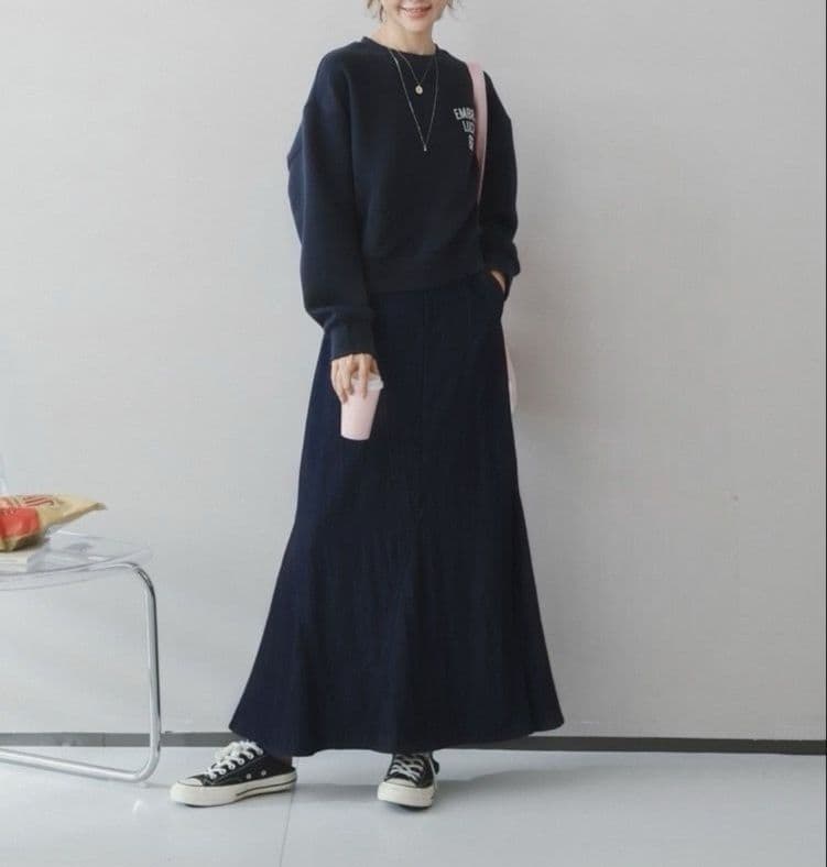 デニムスカート 優美な流れ感 ロングマーメイドスカート