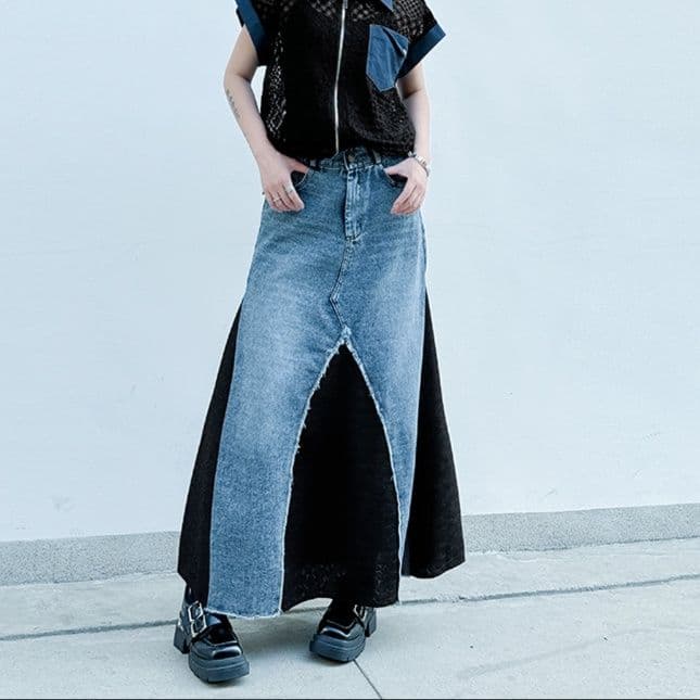 デニムスカート デニム切替デザイン