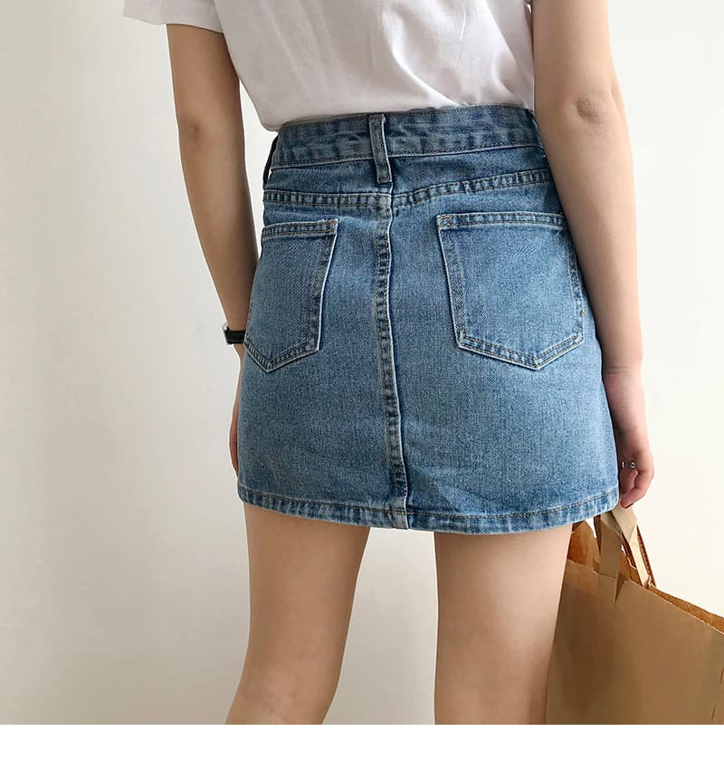 韓国スタイル クラシックデニムミニスカート