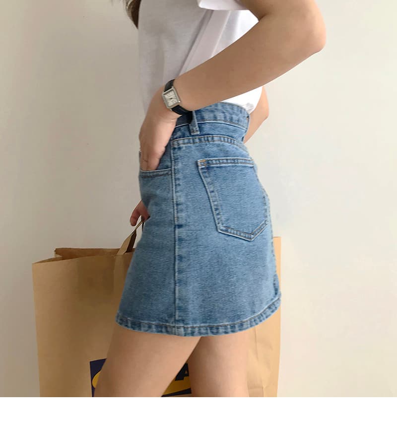 韓国スタイル クラシックデニムミニスカート