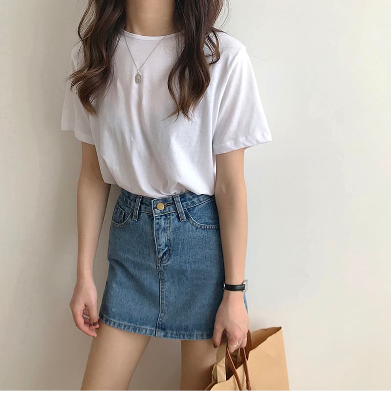 韓国スタイル クラシックデニムミニスカート