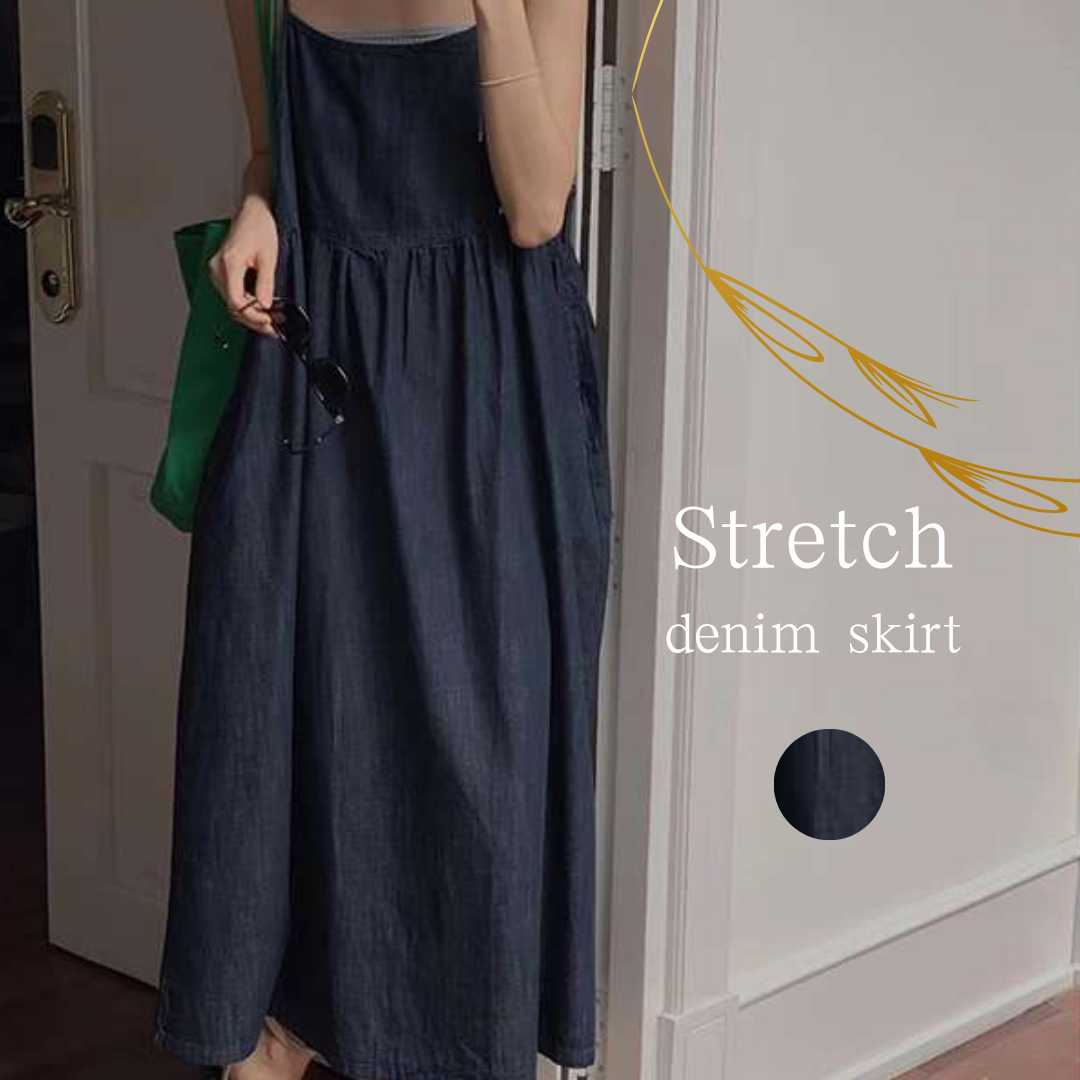 カジュアルスタイル　 ゆったりデニムサロペットスカート