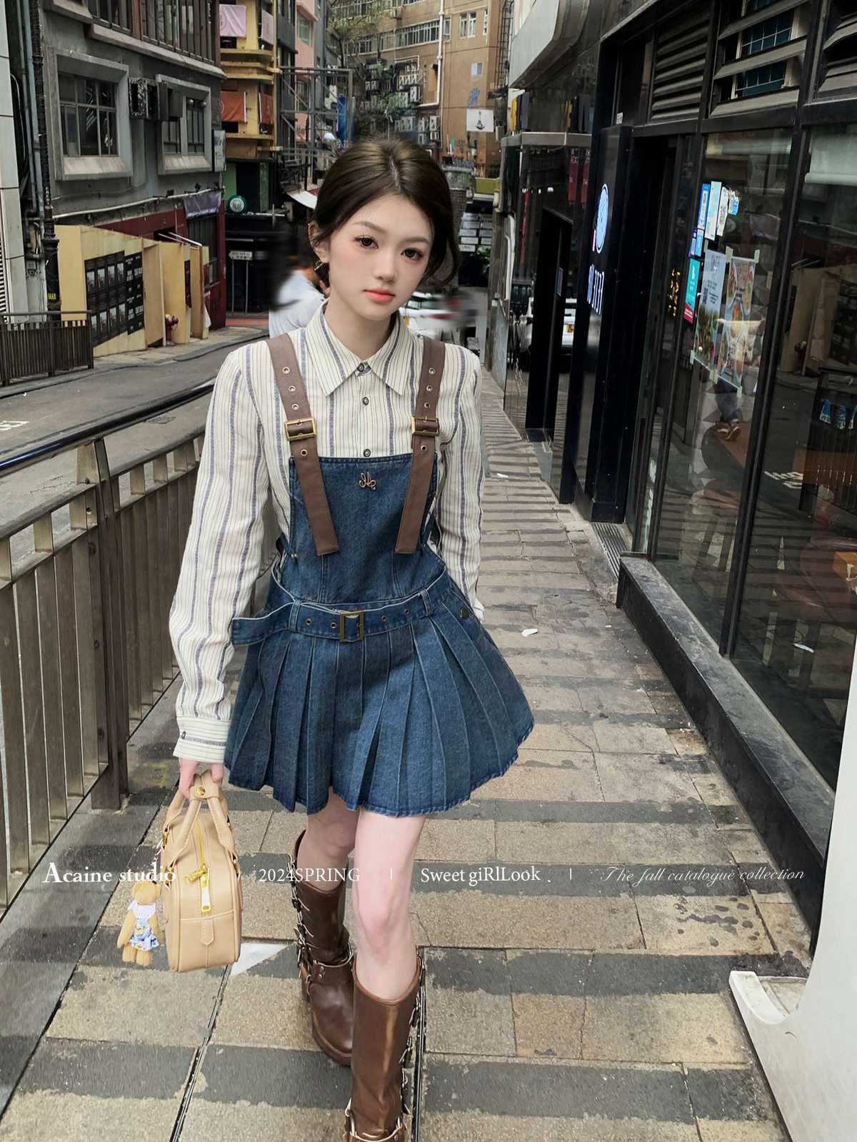 カジュアルスタイル　レトロガーリーサロペット