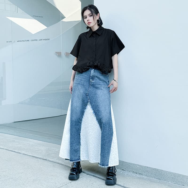 デニムスカート デニム切替デザイン