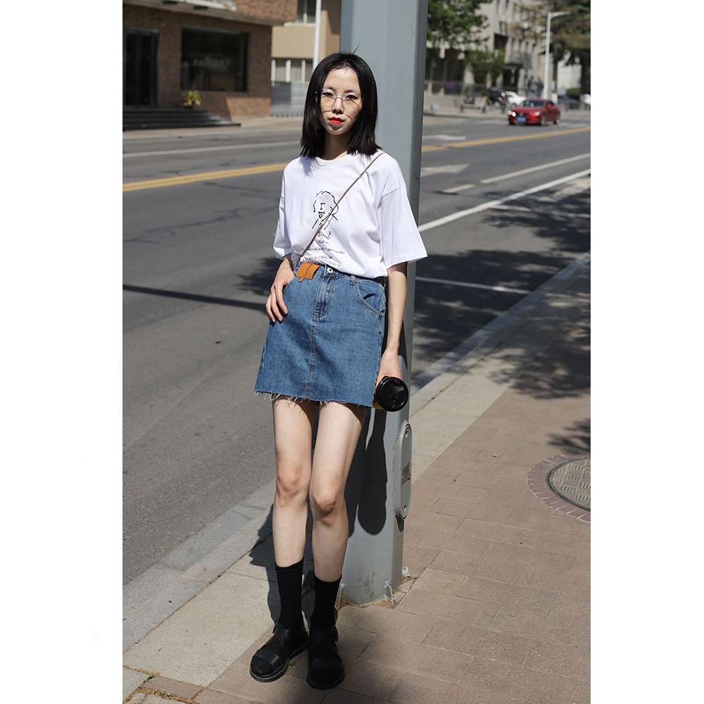 デニムスカート フリンジデニムミニスカート