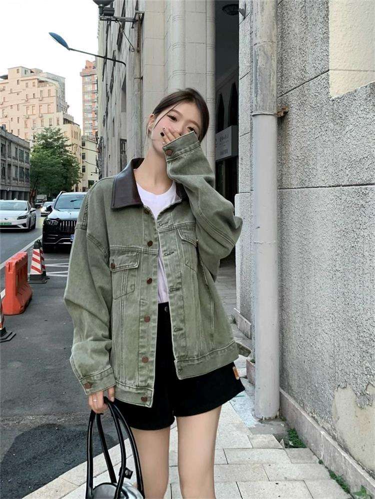 韓国スタイル ゆったりカジュアルデニムジャケット