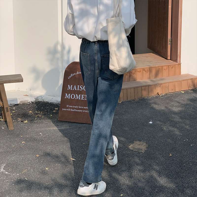 韓国スタイル リラックスストレートデニム