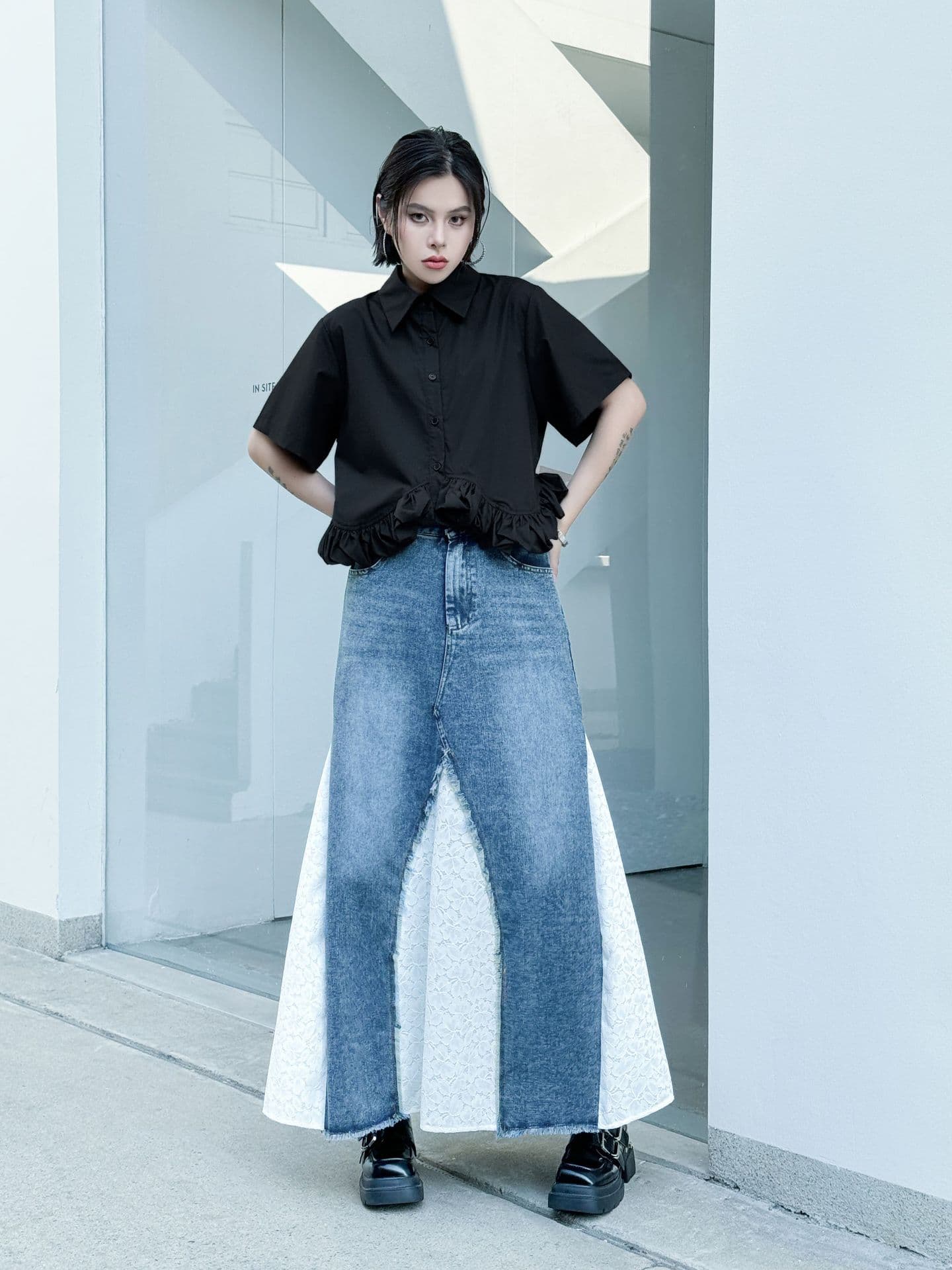 デニムスカート デニム切替デザイン