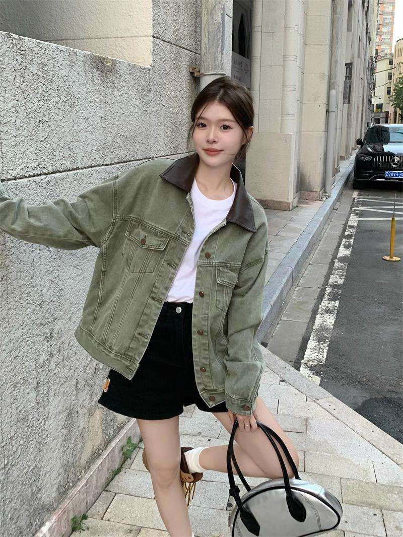 韓国スタイル ゆったりカジュアルデニムジャケット