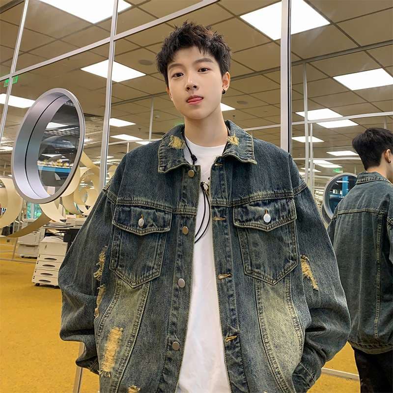 韓国ストリートカジュアル オーバーサイズデニムジャケット