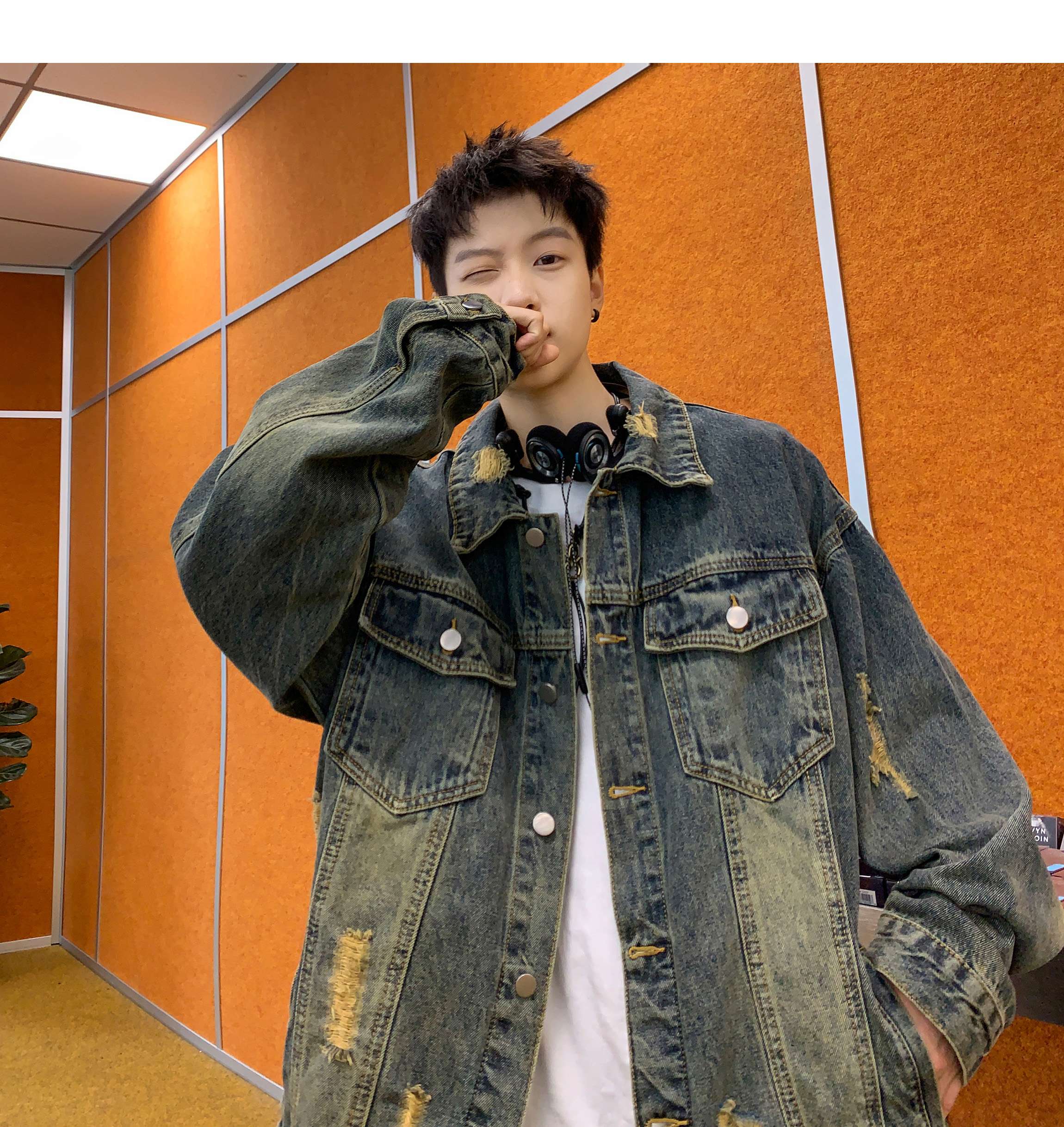 韓国ストリートカジュアル オーバーサイズデニムジャケット