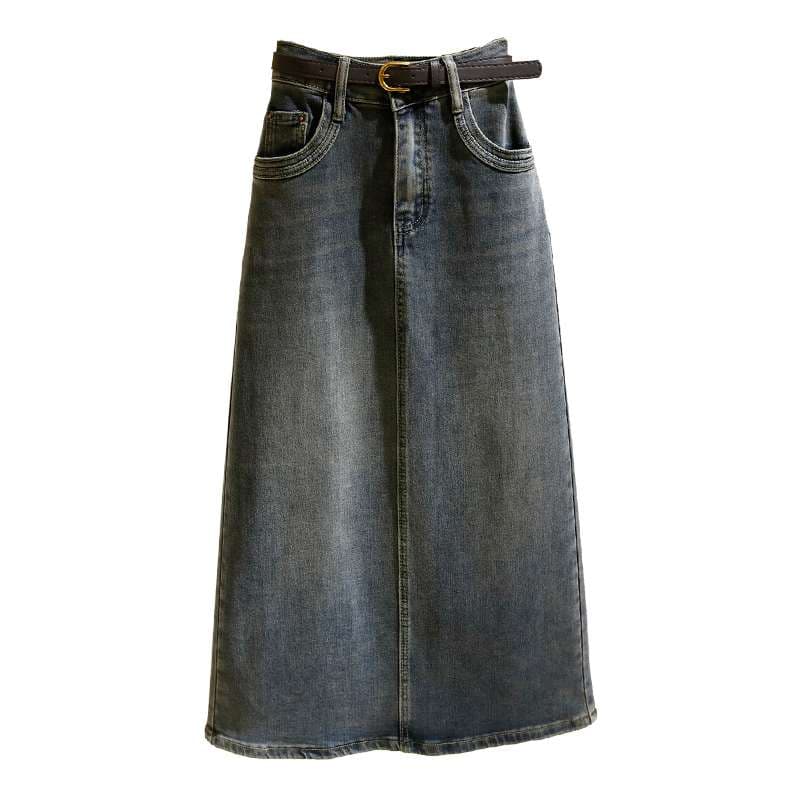 カジュアルスタイル クラシックデニムロングスカート