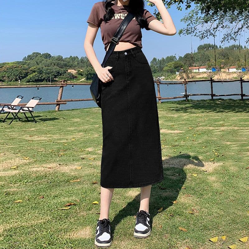 デニムスカート 春新作デニムロングスカート レディース４色展開