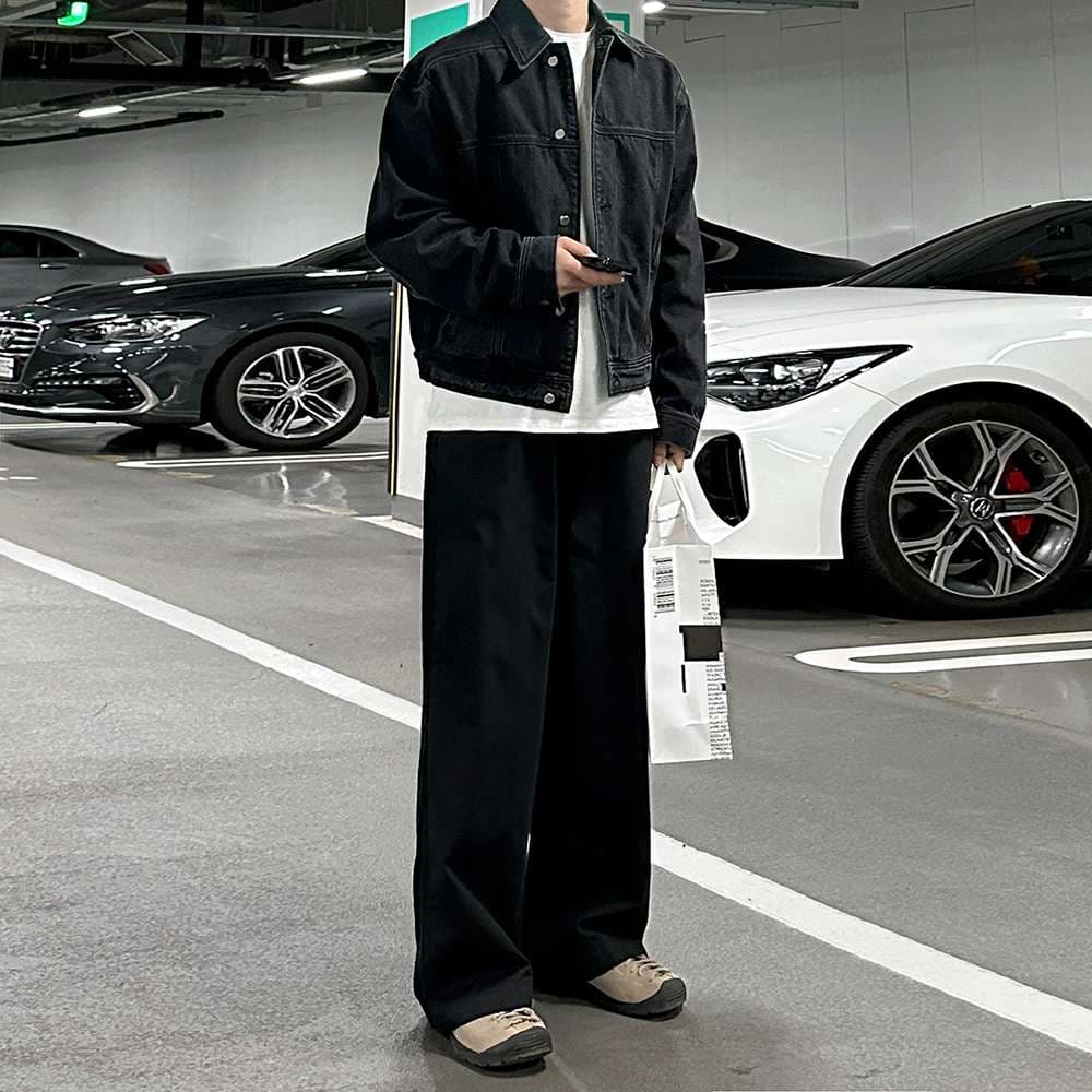 カジュアルスタイル オーバーサイズ ヴィンテージ風 ブラックデニムジャケット