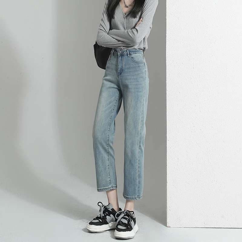 カジュアルスタイル シンプルストレートデニムパンツ