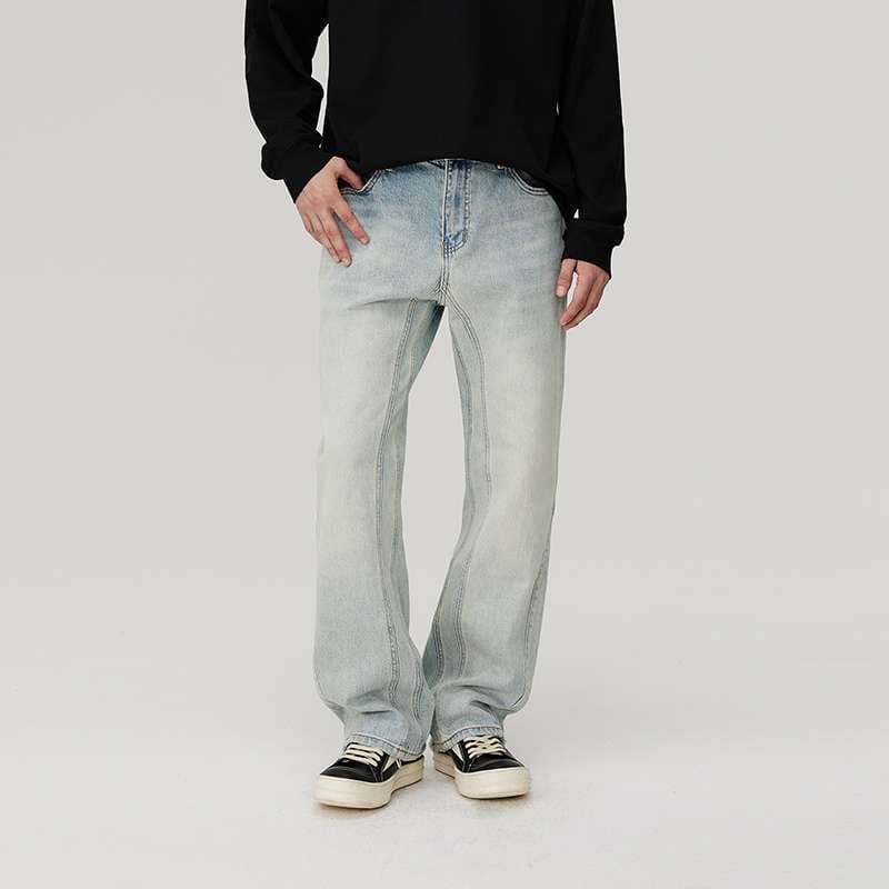 カジュアルスタイル ヴィンテージウォッシュ ストレートデニム
